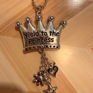 Silver Princess Crown Pendant Necklace for Kids